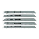 Silverline Recip Saw Blades for Wood 5pk HCS - 5tpi - 240mm