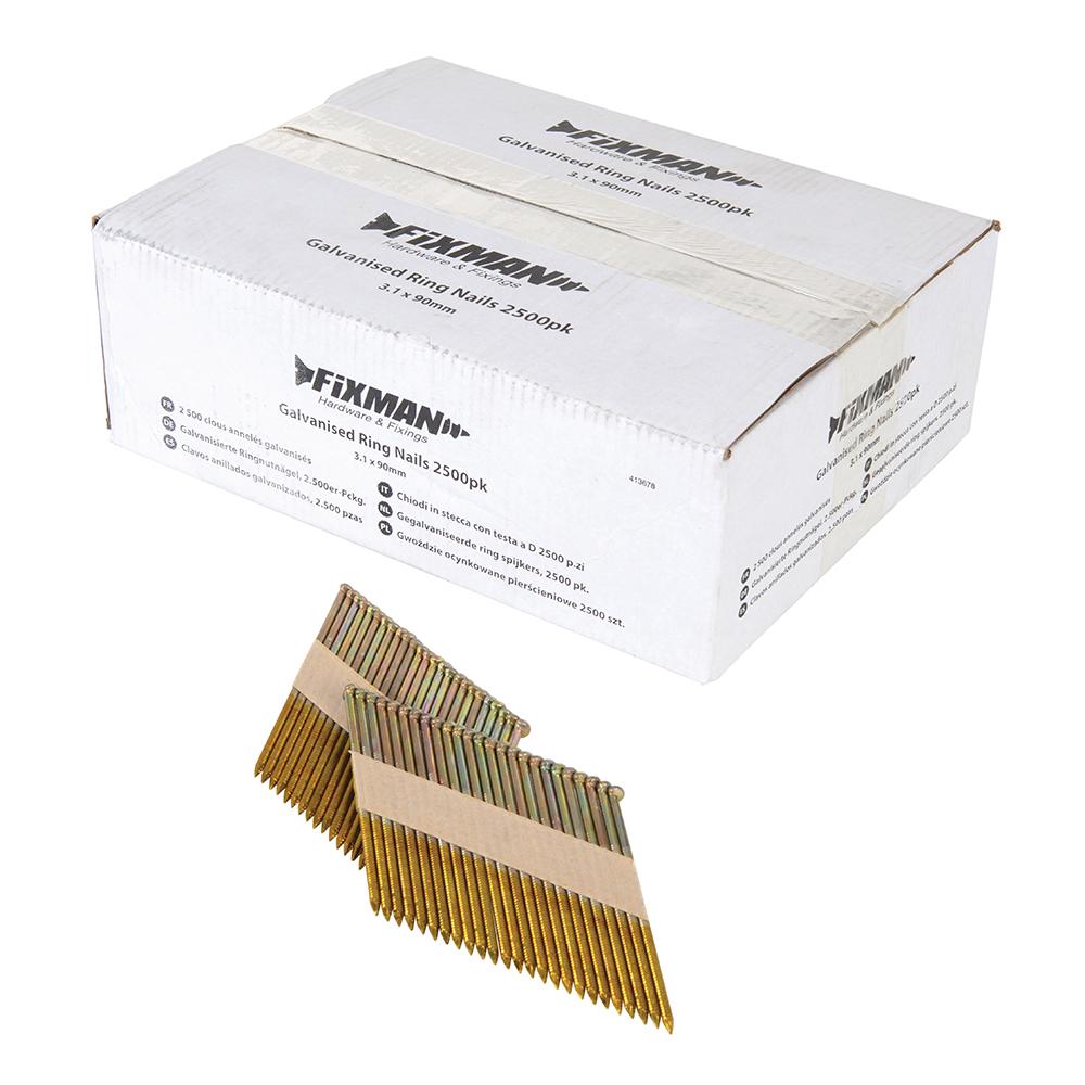 Fixman Galvanised Ring Nails 2500pk 3.1 x 90mm
