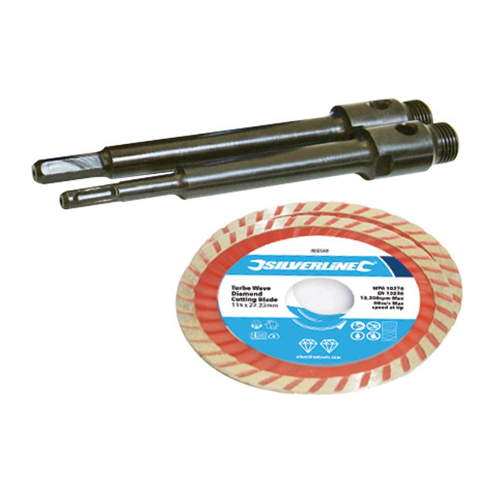 Silverline Diamond Core Drill Kit 6-Core 12pce 38, 52, 65, 107, 117 & 127mm Dia