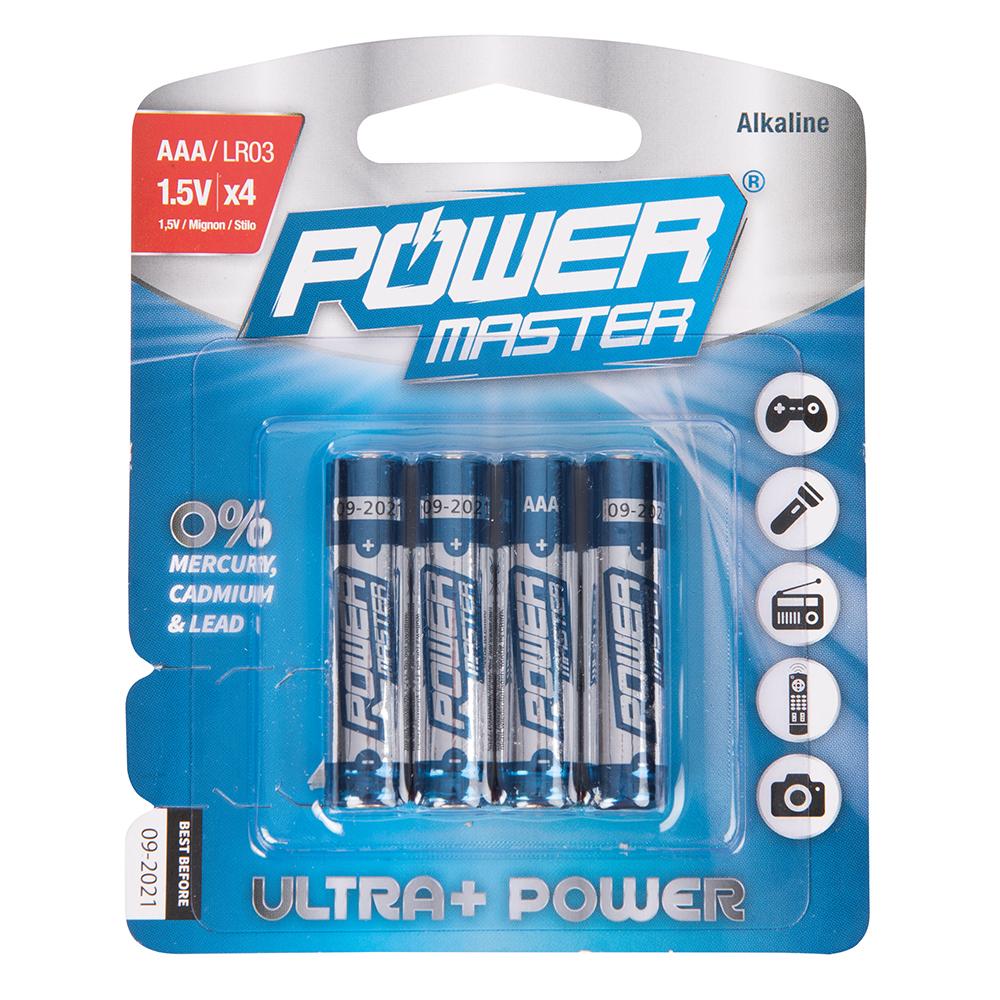 Powermaster AAA Super Alkaline Battery LR03 4pk