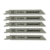 Silverline Recip Saw Blades for Wood 5pk HCS - 6tpi - 150mm