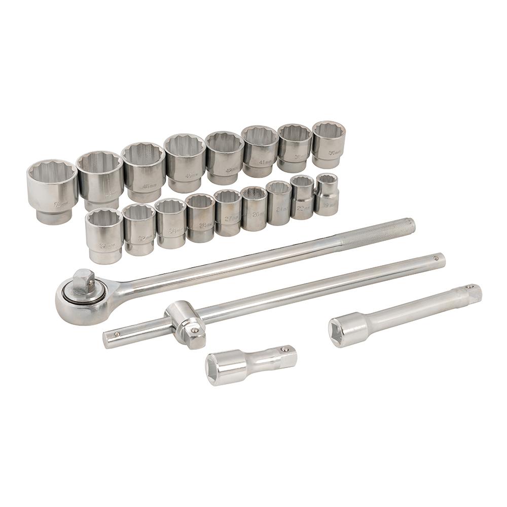 Silverline Socket Set 3/4" Drive 12pt Metric 21pce 19 - 50mm
