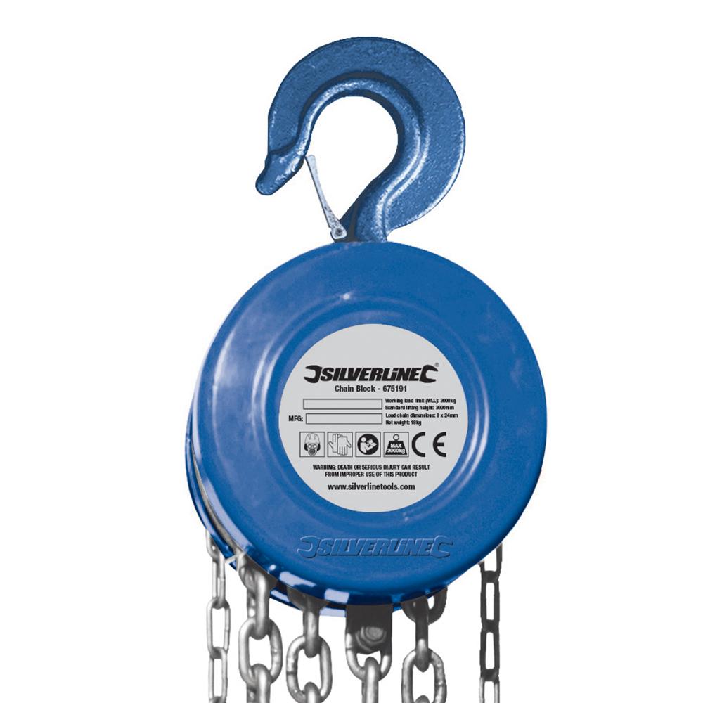 Silverline Chain Block 3000kg / 3m Lift Height