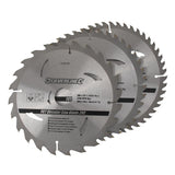 Silverline TCT Circular Saw Blades 24, 40, 48T 3pk 200 x 30 - 25, 18, 16mm Rings