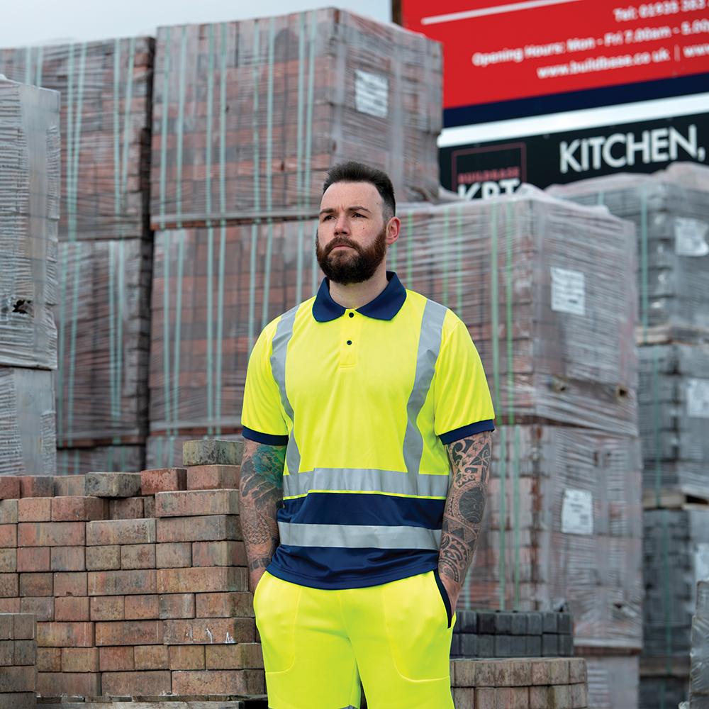 Hi-Vis 2-Tone Polo Shirt Yellow/Navy